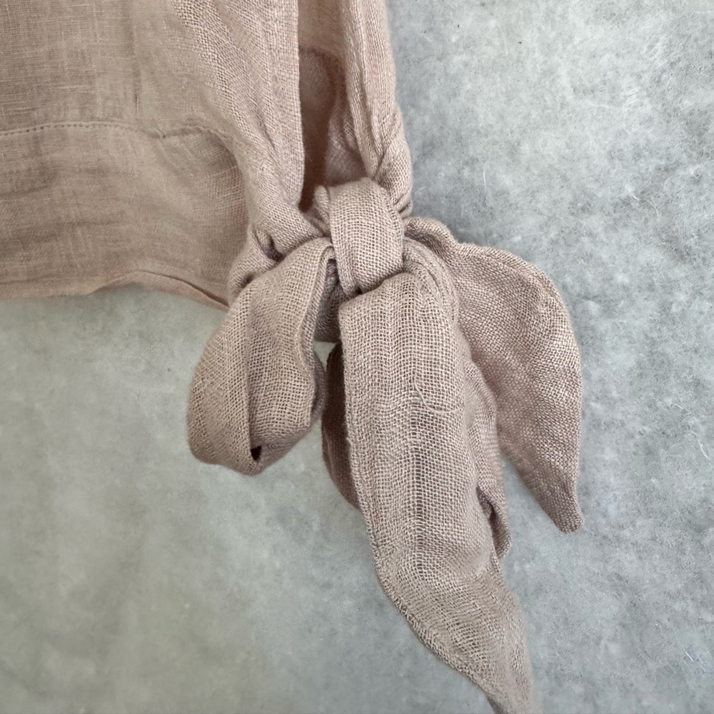 100% Linen Beige Top - Picture 4 of 5
